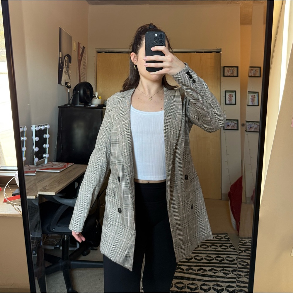 Plaid Double-Breasted Women's Jacket